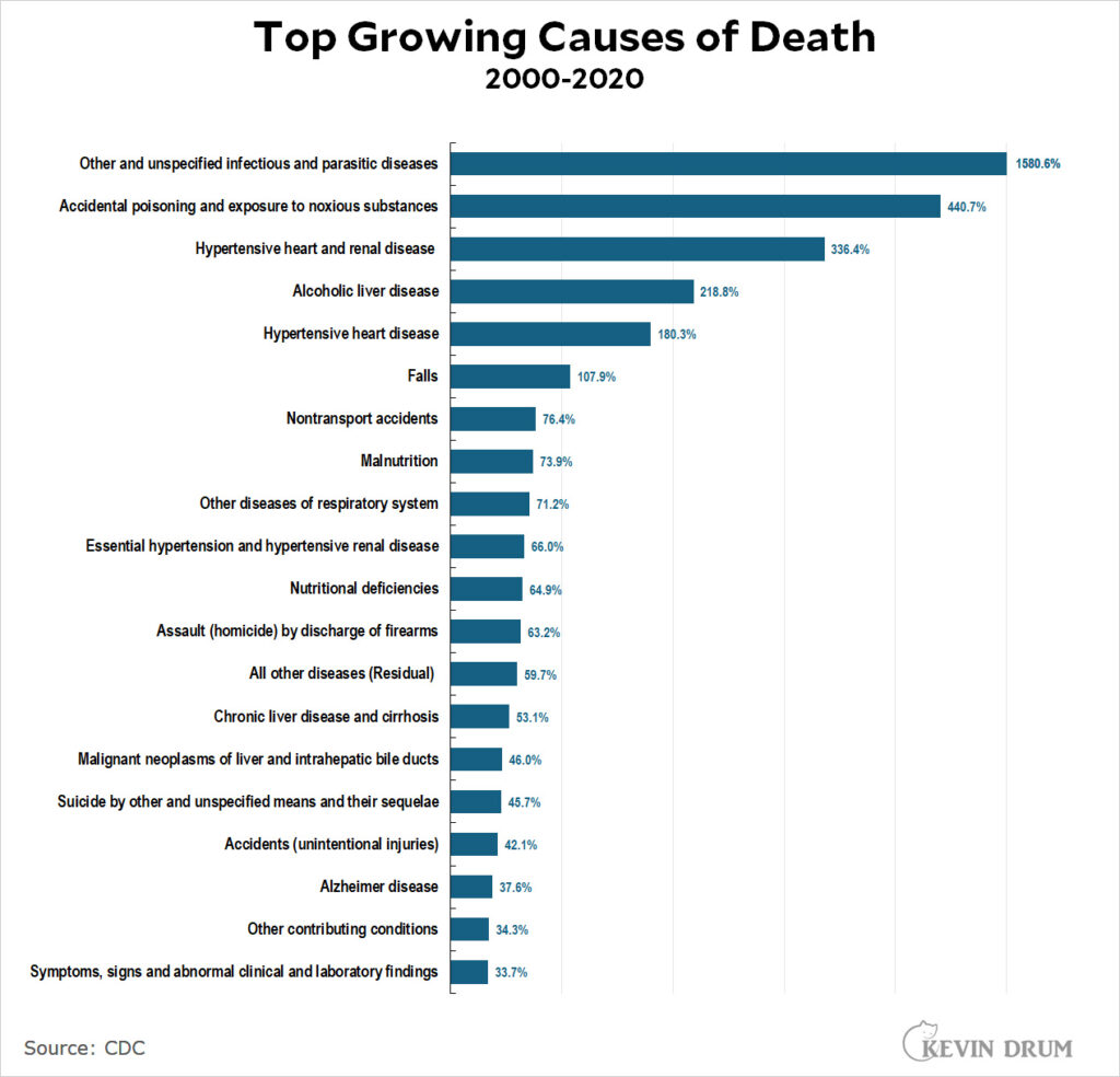 Raw data: Growing and declining causes of death in the US – Kevin Drum